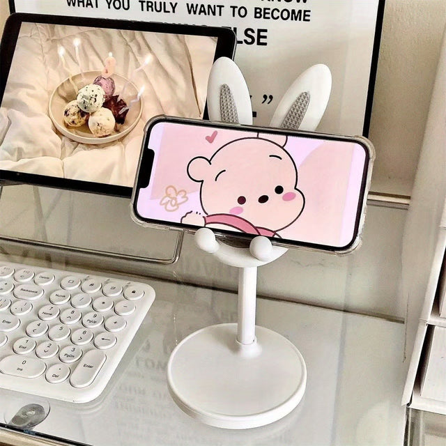 Cute Rabbit Phone Holder Stand for Desk Adjustable Kawaii Tablet Cradle